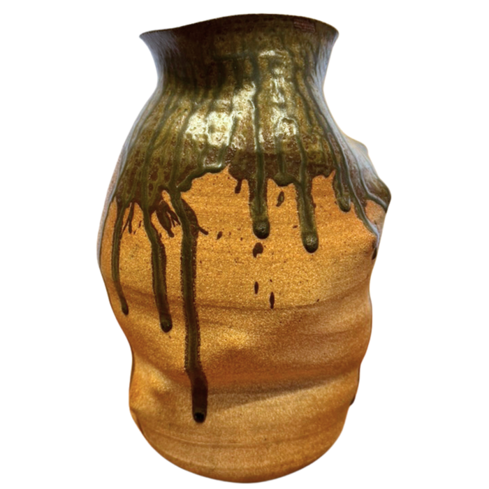 Olive Drip Studio Pottery Vase