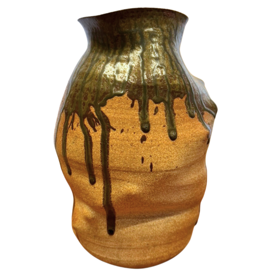 Olive Drip Studio Pottery Vase