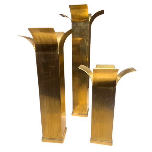 Trio of Brass Petal Candle Holders