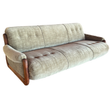 Vintage Sage Green Spanish Oak Framed Sofa, 1960s