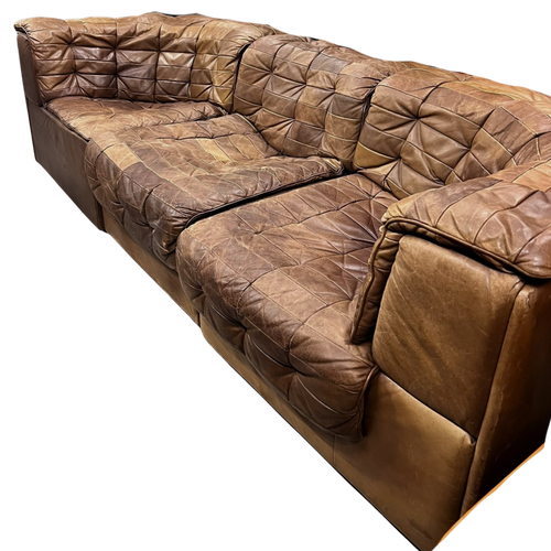 3 Piece Caramel Leather 'DS-11' Patchwork Sofa by De Sede