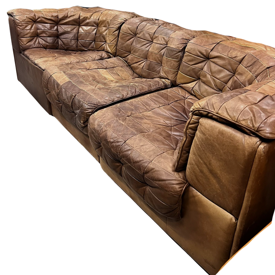 3 Piece Caramel Leather 'DS-11' Patchwork Sofa by De Sede