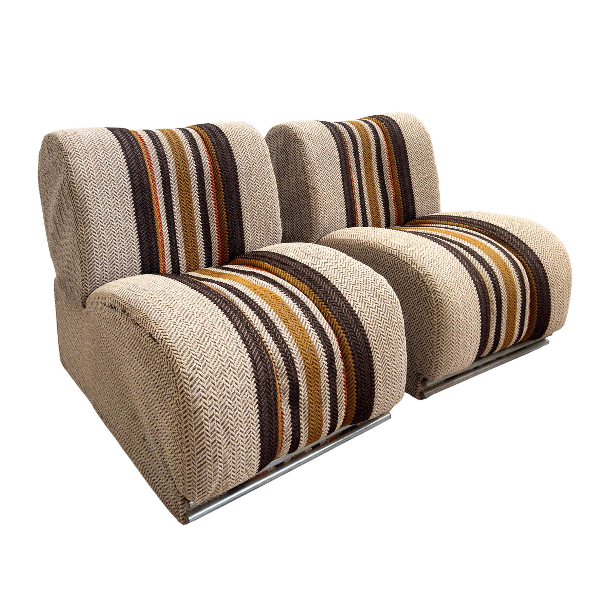 Sunset Stripe Modular Chairs in Textured Herringbone