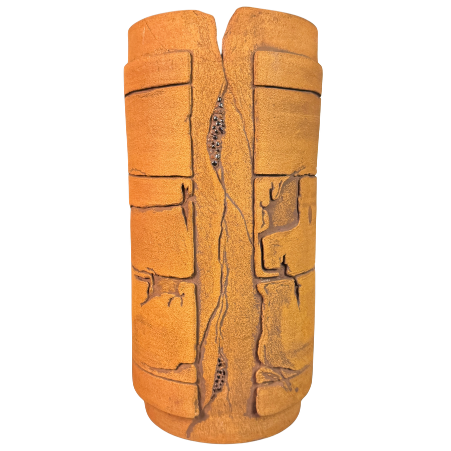Carved Tonal Ceramic Vessel