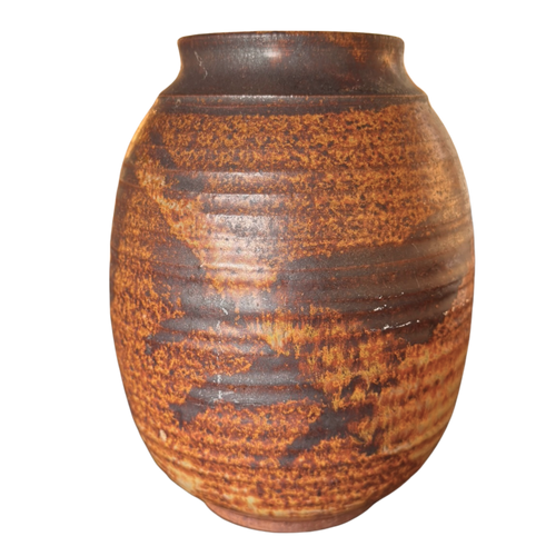 Rust and Umber Glazed Stoneware Vase