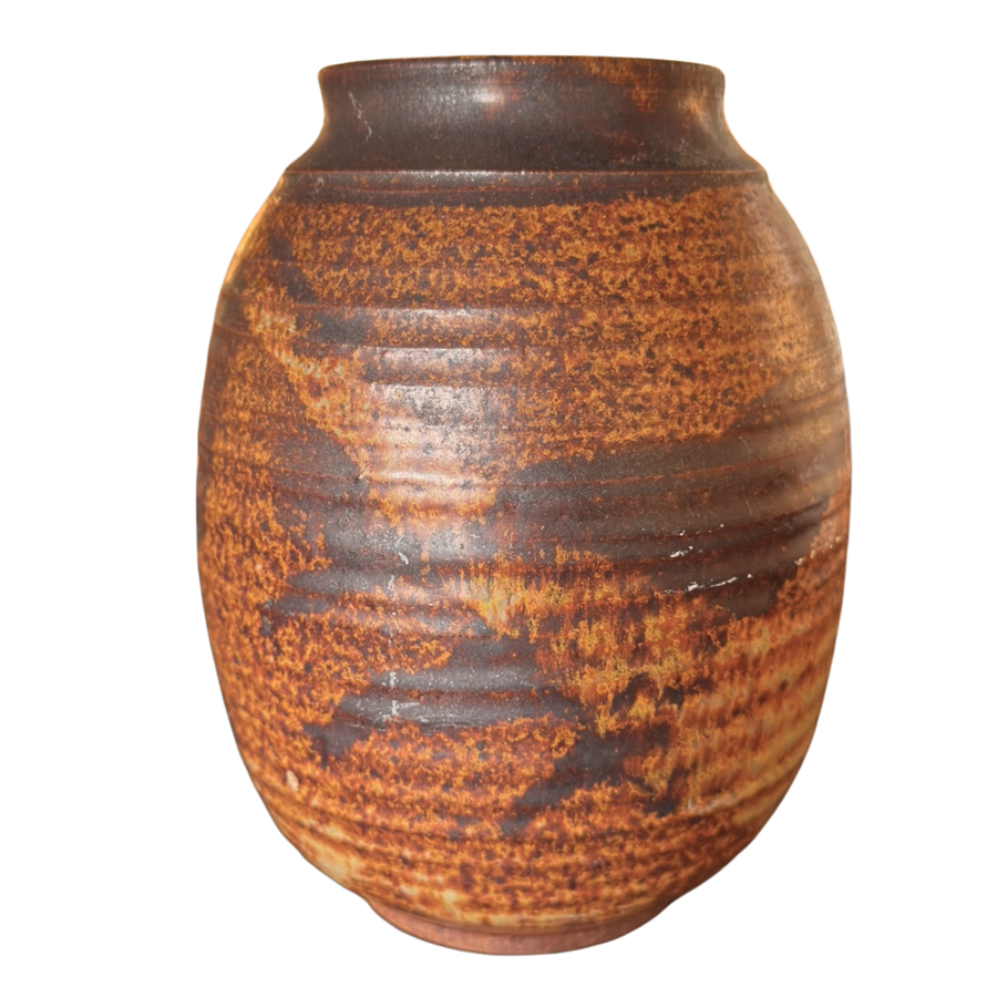 Rust and Umber Glazed Stoneware Vase