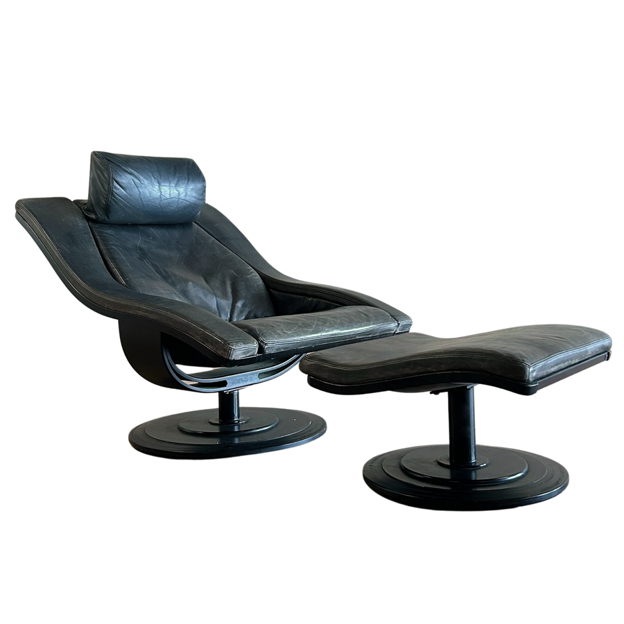 Nelo ‘Move’ Swivel Lounge Chair with Ottoman by Takashi Okamura and Erik Marquardsen