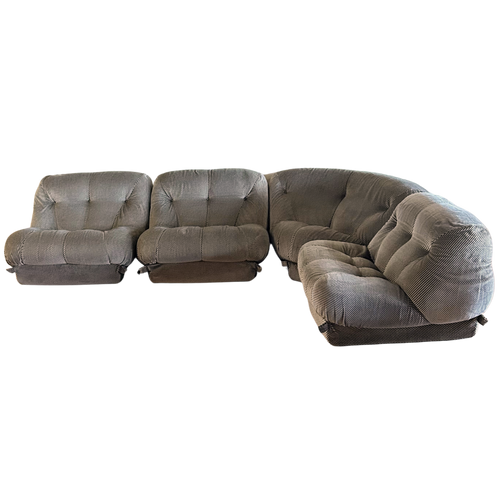 Vintage Italian 4 Piece Modular Striped Velvet Sofa