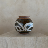Studio Pottery Rounded Vessel with Brushwork Design
