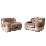 Pair of Camel Chenille 'Velasquez' Chairs by Mimo Padova, 1970s