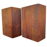 Pair of Wood Grid Pattern Bookends