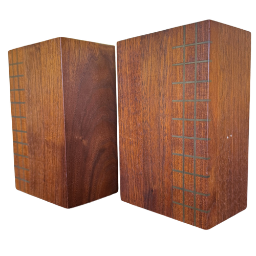 Pair of Wood Grid Pattern Bookends