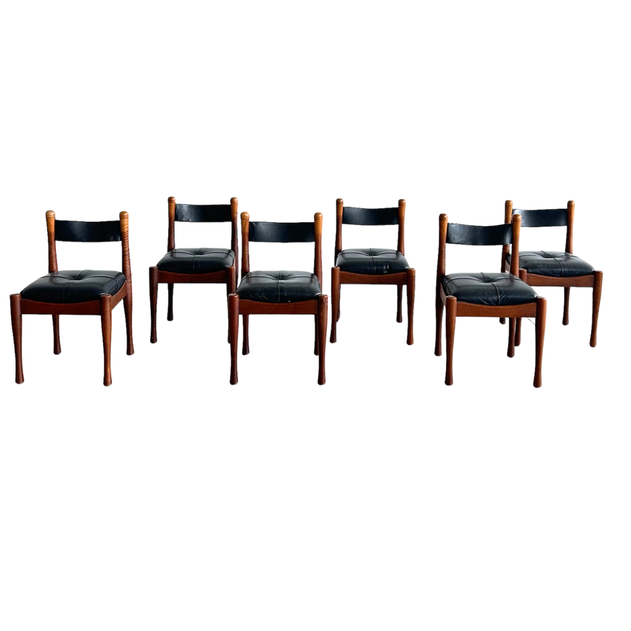 Set of 6 Mid Century Walnut Dining Chairs by Silvio Coppola for Bernini, 1960s
