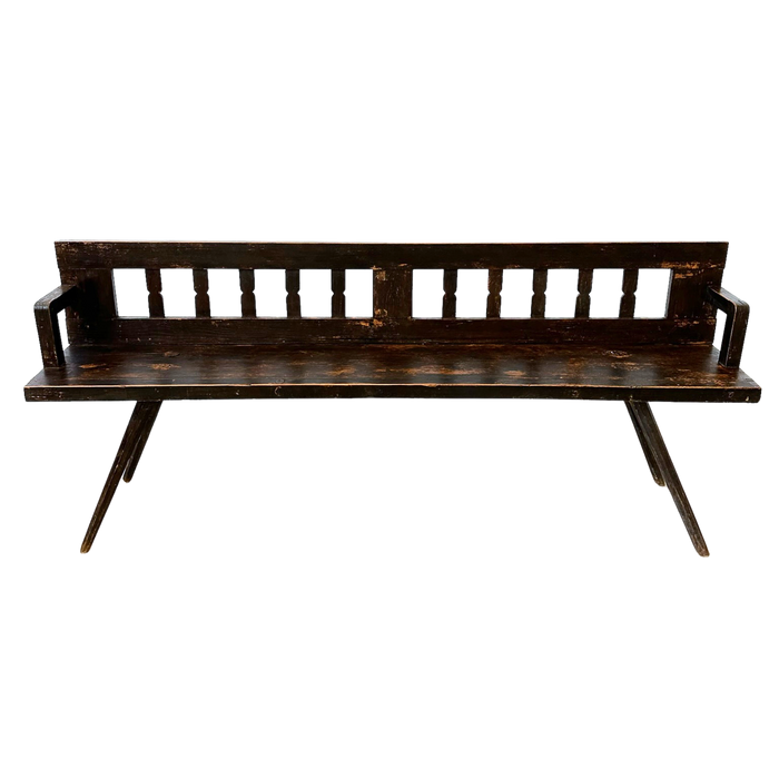 Rustic Ebony Spindle Back Bench