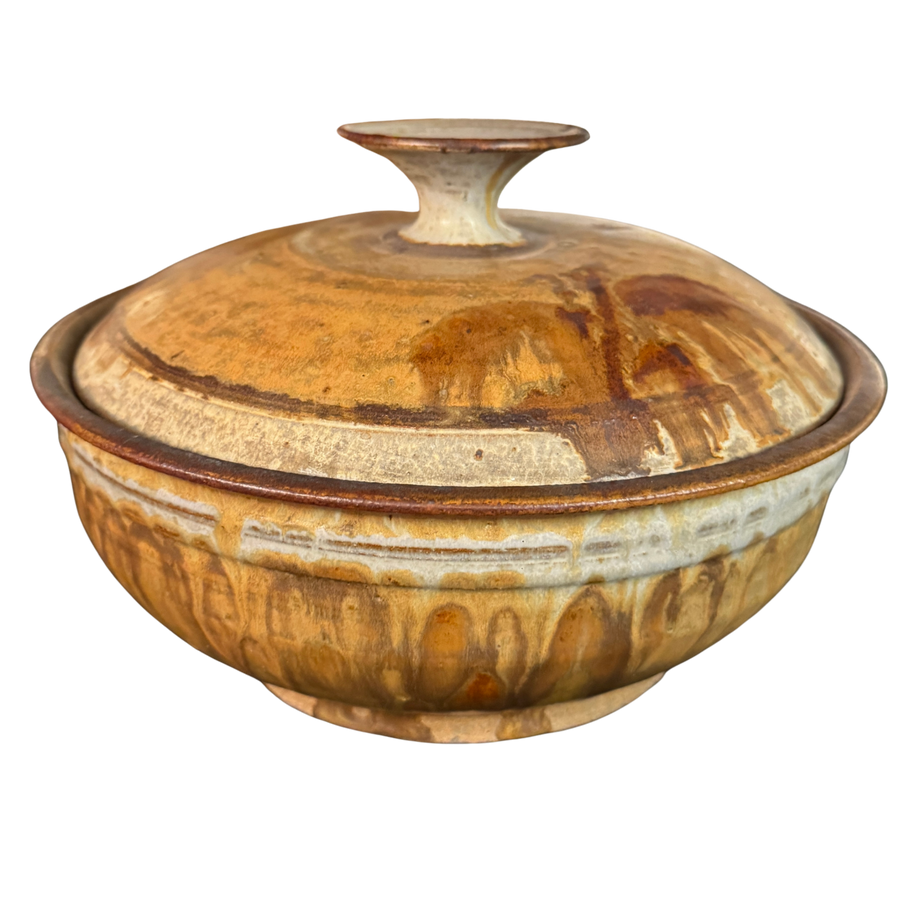Drip Glaze Studio Pottery Lidded Vessel