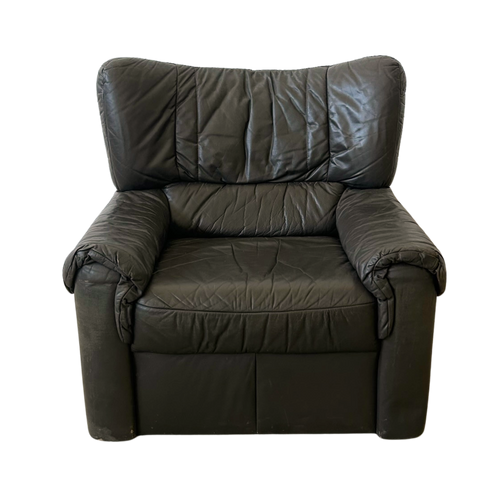 High Back Espresso Leather Armchair