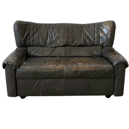 High Back Espresso Leather Sofa