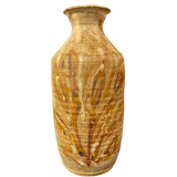 Textured Ceramic Vessel with Leaf Motif