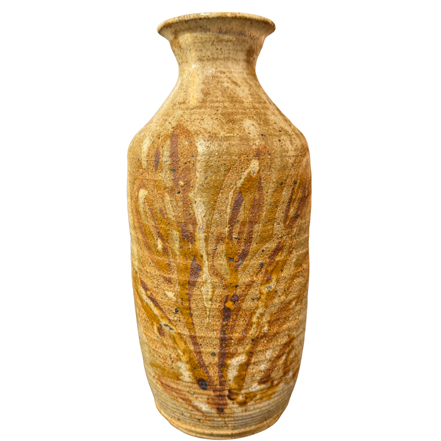 Textured Ceramic Vessel with Leaf Motif