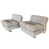 Pair of Cream and Taupe B&B Amanta Lounge Chairs