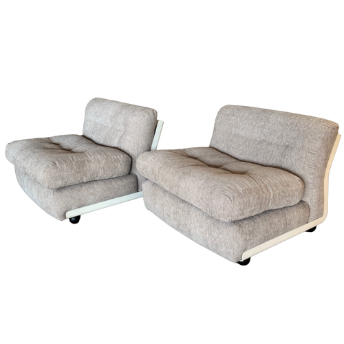Pair of Cream and Taupe B&B Amanta Lounge Chairs