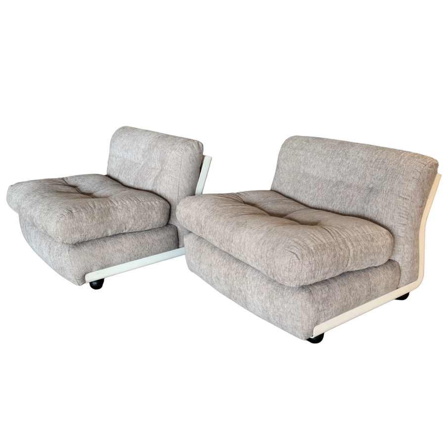 Pair of Cream and Taupe B&B Amanta Lounge Chairs