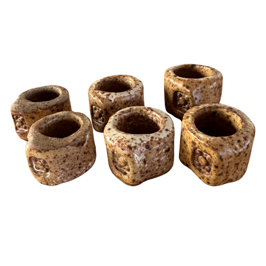 Set of 6 Speckled Ceramic Napkin Holders