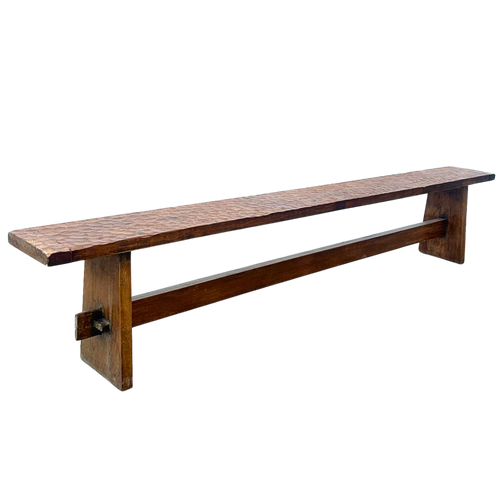 Antique Spanish Hand Hammered Wood Bench
