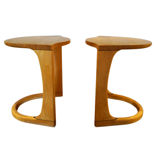 Pair of Curved Maple Side Tables