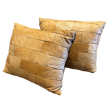 Vintage Butter Leather Patchwork Pillow