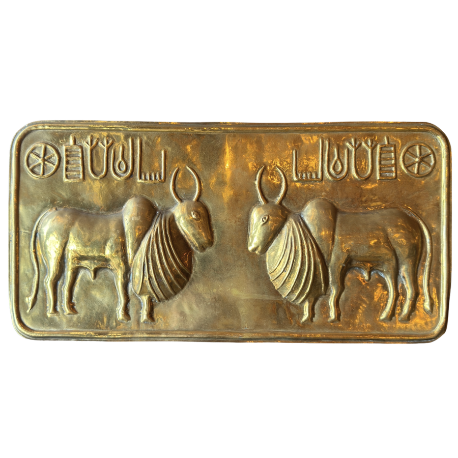 Brass Wall Plaque with Egyptian Style Bull Motif