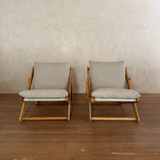 Pair of French Adjustable Wood Frame Lounge Chairs