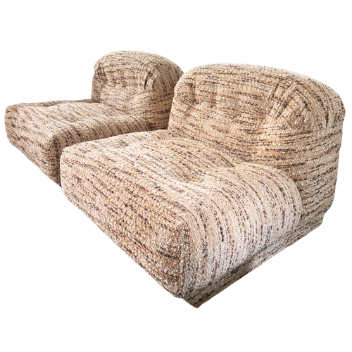 Pair of Textured Tufted Lounge Chairs, 1970s