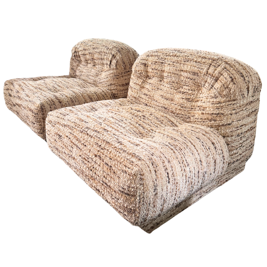 Pair of Textured Tufted Lounge Chairs, 1970s