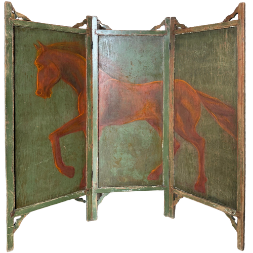 Hand-Painted Equestrian Screen