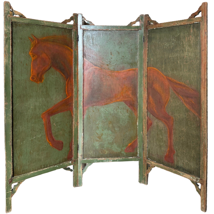 Hand-Painted Equestrian Screen