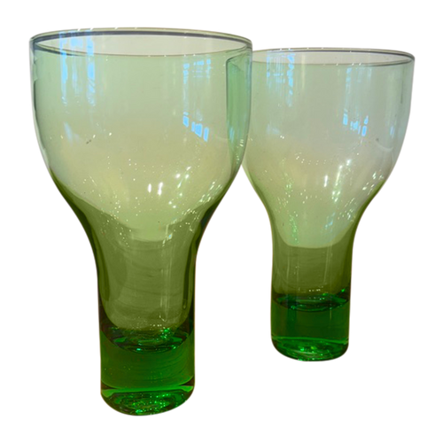 Set of Two Green Cocktail Glasses