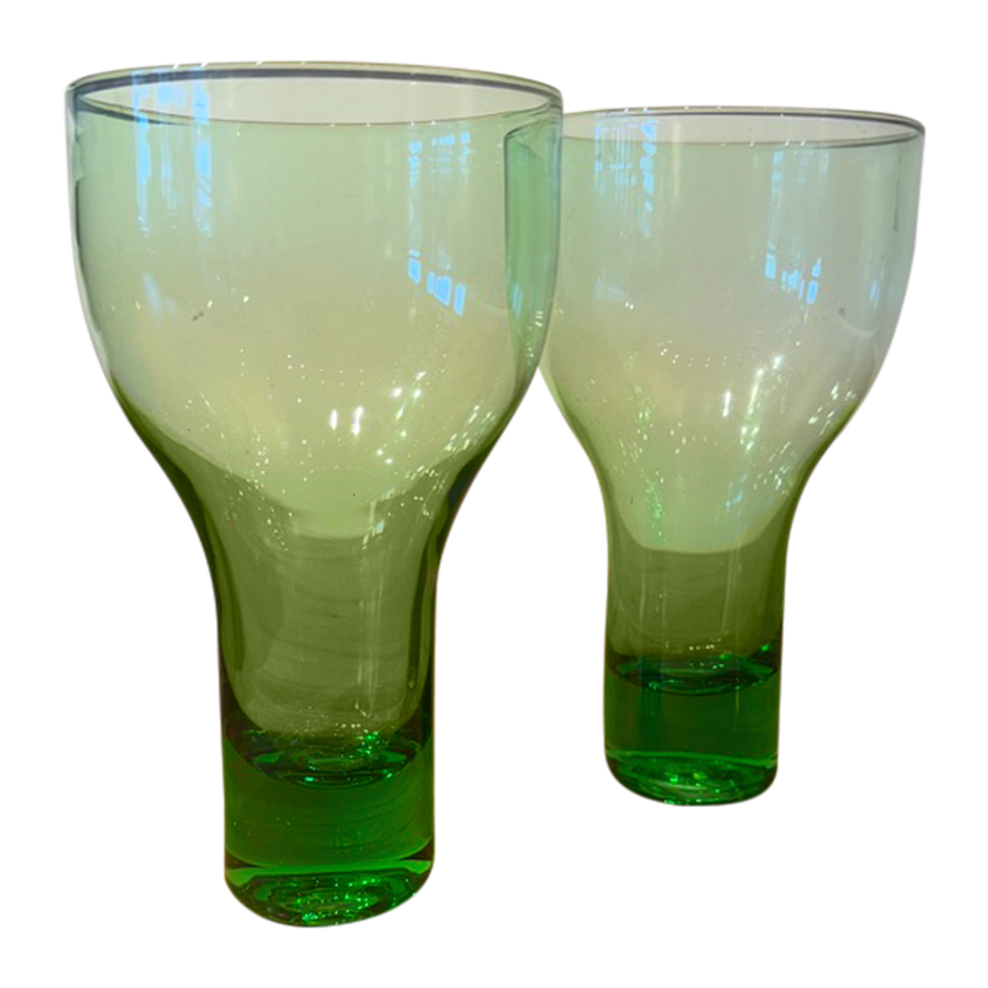 Set of Two Green Cocktail Glasses