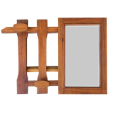 Pine Wall Hooks with Mirror Storage