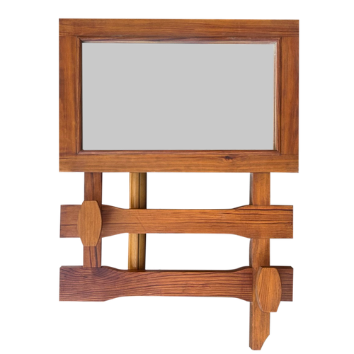 Pine Wall Hooks with Mirror Storage