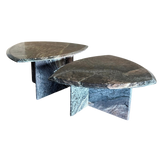 Pair of Vintage Triangular Textured Marble End Tables