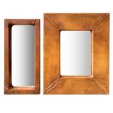 Vintage French Molded Leather Wall Mirror