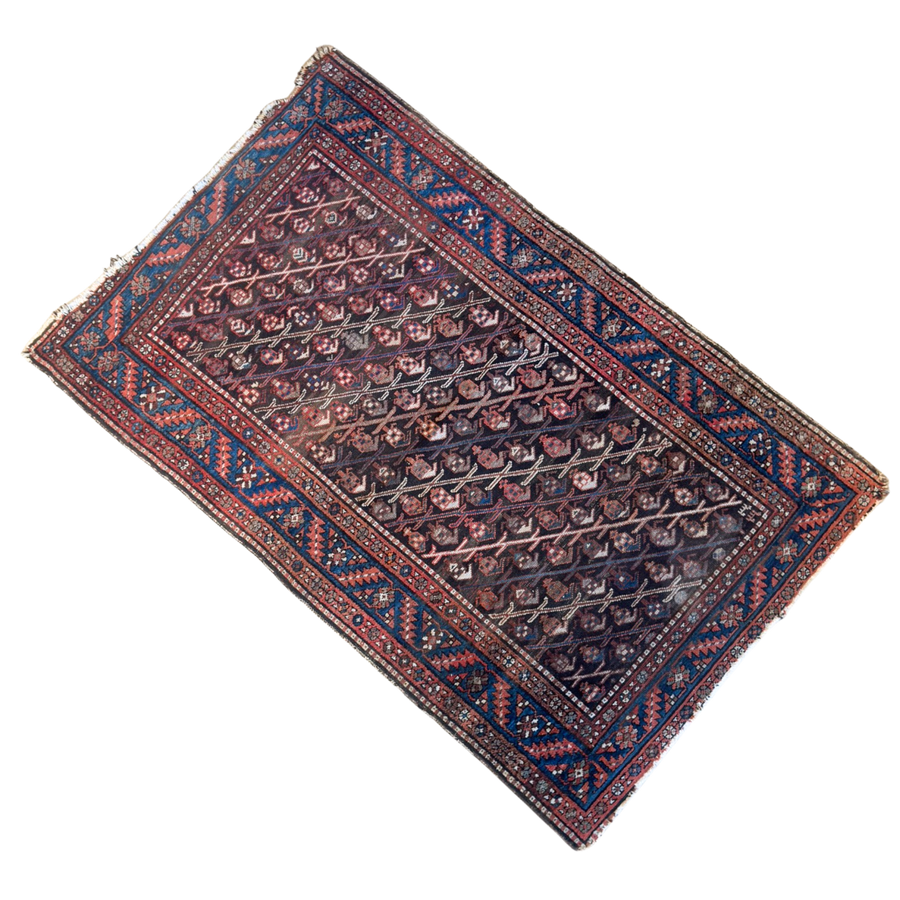 Vintage Rust and Indigo Persian Malayer Rug