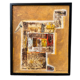 Vintage Geometric Ochre Abstract Art