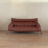 Tufted Cognac Leather MP-81 Sofa by Percival Lafer, 1970s.