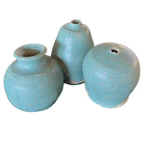 Trio of Teal Studio Ceramic Bud Vases