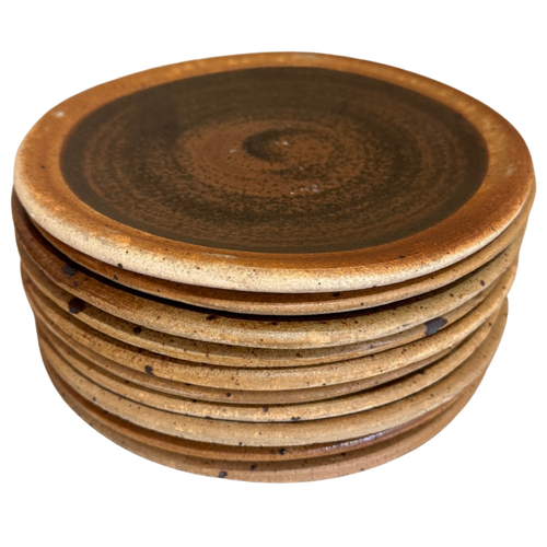 Set of 10 French Studio Ceramic Plates
