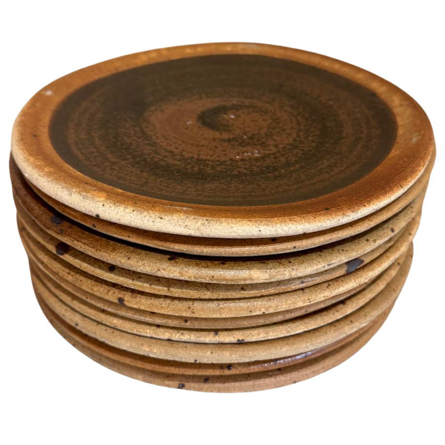 Set of 10 French Studio Ceramic Plates