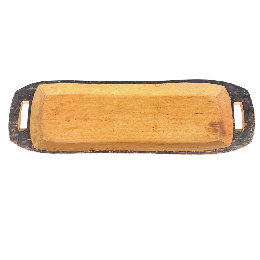 Painted Edge Carved Wood Tray
