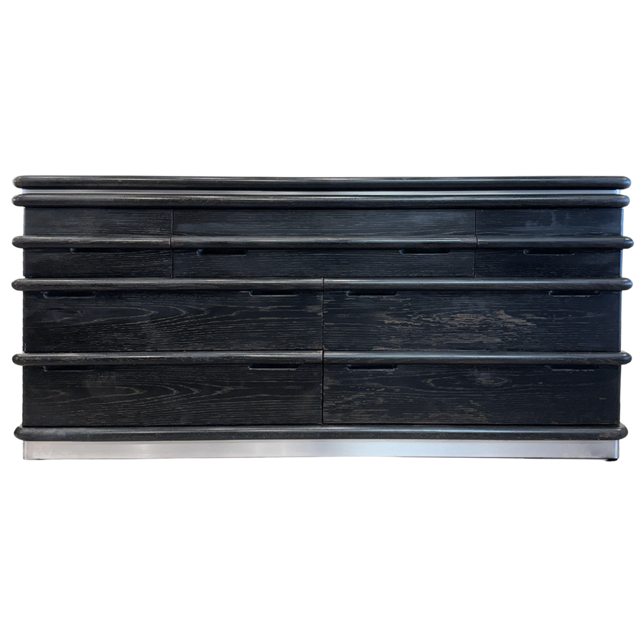 7 Drawer Ebony Oak Dresser by Jay Spectre for Century, 1980s